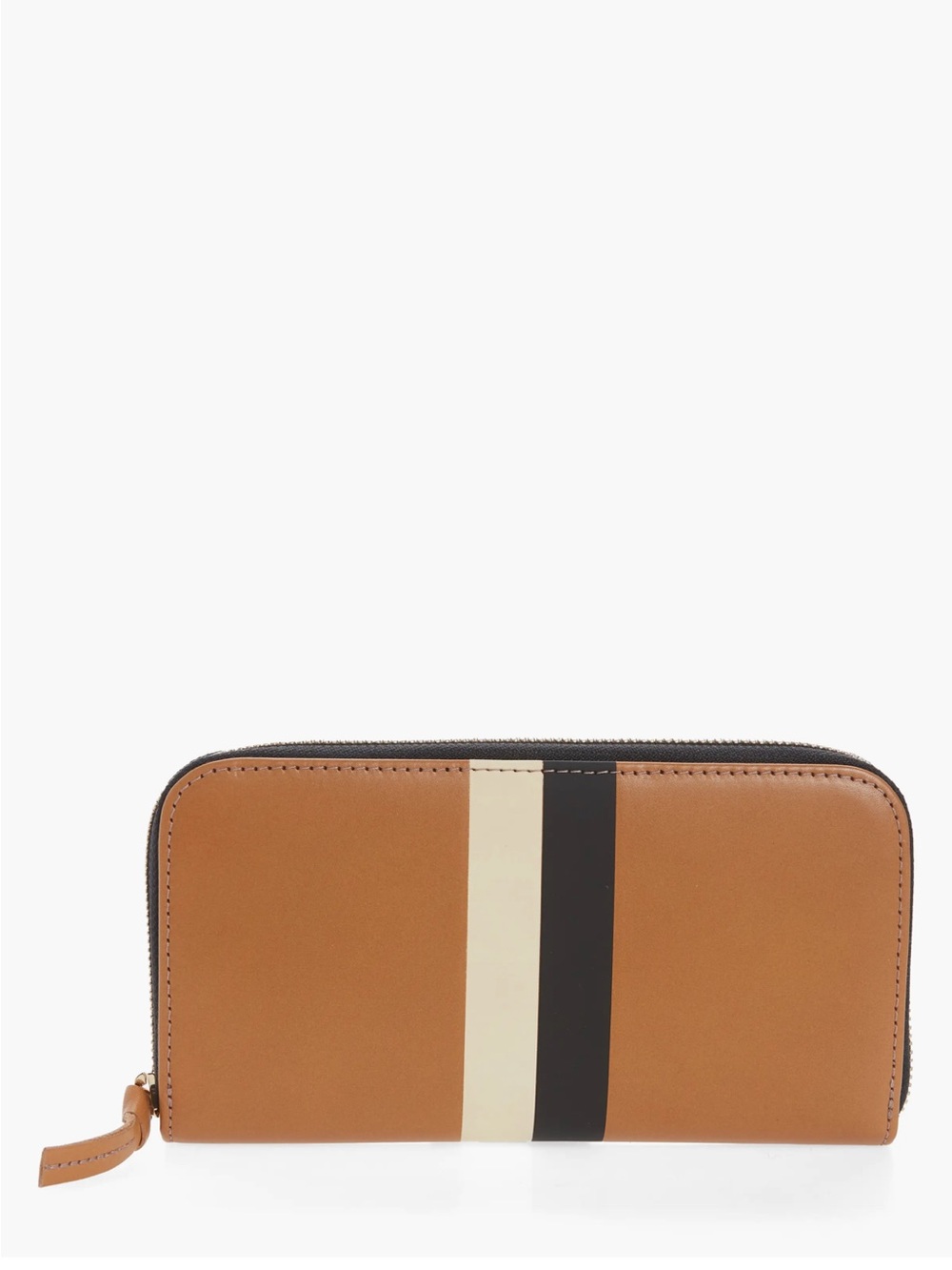 Clare V zip wallet Cuoio Vachetta w/ Black & Cream Stripes